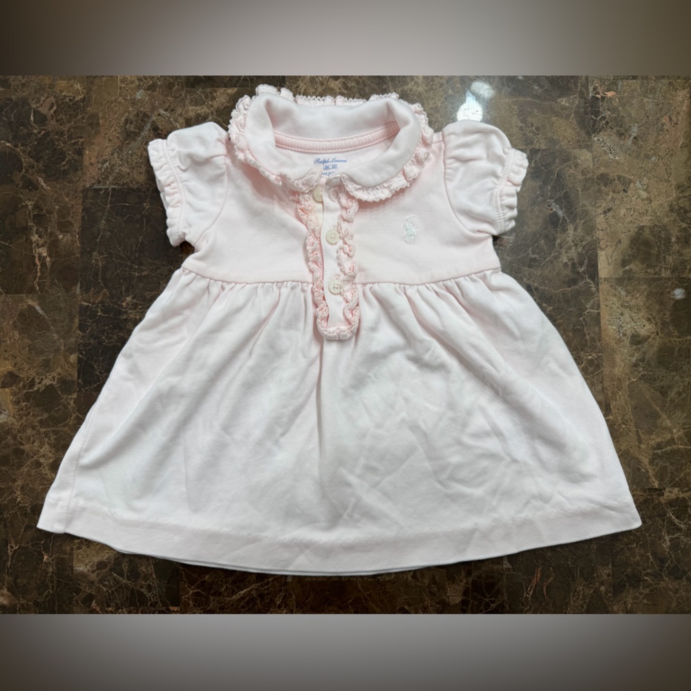 Ralph Lauren Baby Girl Pink Dress & Bloomers Set Size 3M 60